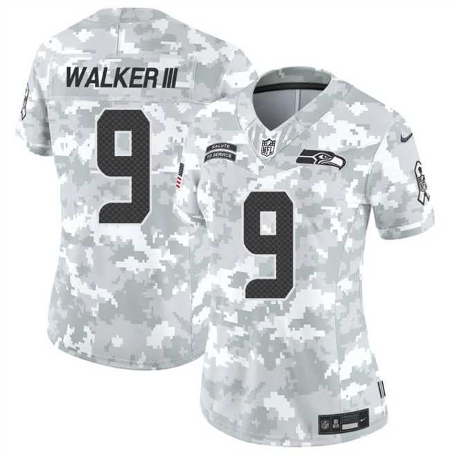 Womens Seattle Seahawks #9 Kenneth Walker III 2024 F.U.S.E Arctic Camo Salute To Service Limited Stitched Jersey Dzhi